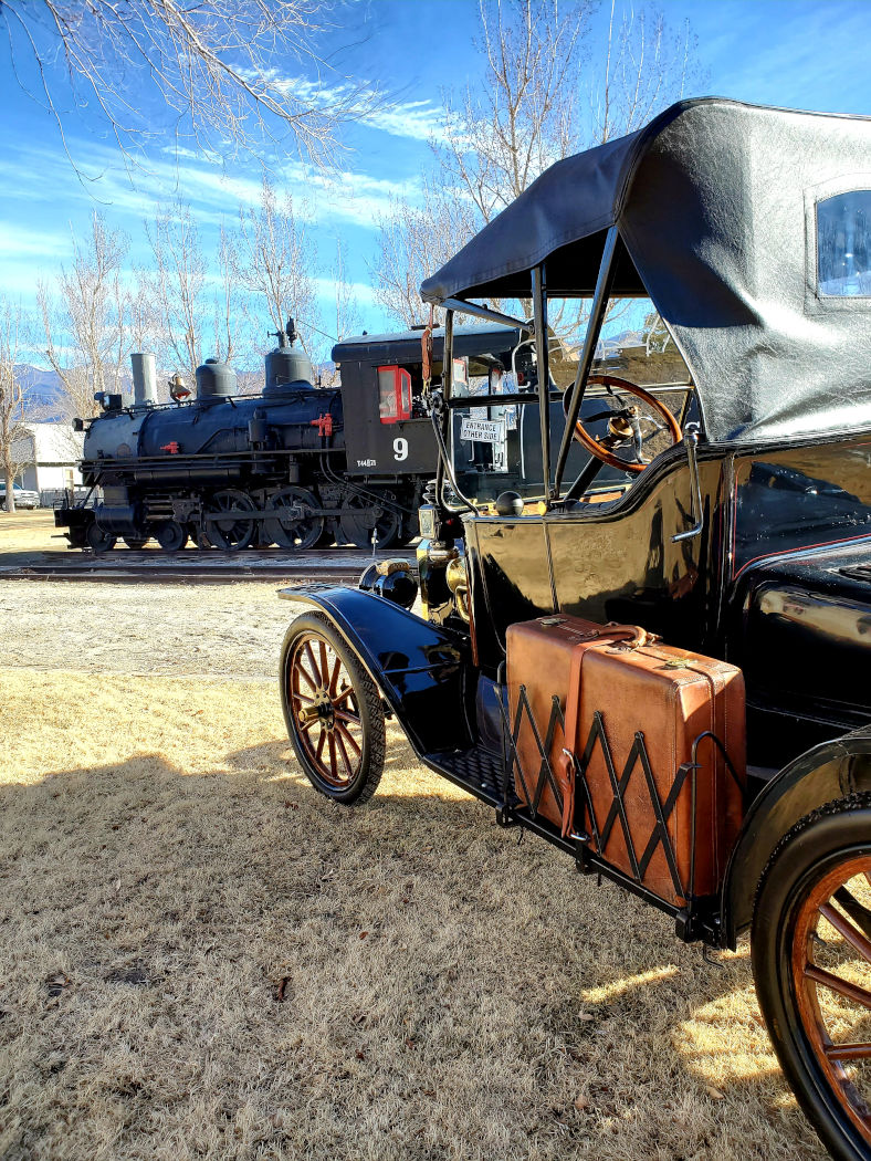 Southern Pacific Engine 9 and a Model T Ford